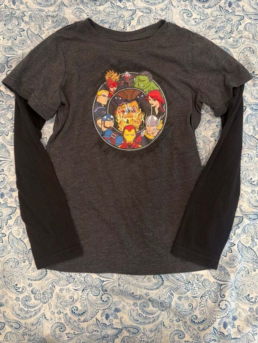 Boys Marvel Avengers Infinity Gauntlet Layered Look Long Sleeve Shirt Size 5/6